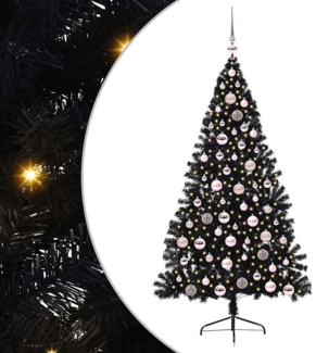 vidaXL Künstlicher vorbeleuchteter Weihnachtsbaum Schwarz 180 cm PVC 3397143