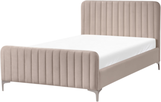 Bett mit Lattenrost Samtstoff LUNAN 120 x 200 cm Taupe