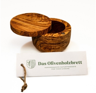 dasOlivenholzbrett Aufbewahrungsdose Dose mit Schwenkdeckel aus Olivenholz