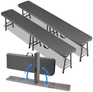 TLGREEN Bierzeltgarnitur, Klappbank Garten, Wetterfest, (Partybank aus HDPE Kunststoff & Stahlgestell), 2er Set Bierbank Klappbar mit Tragegriff,Campingbank 183cm