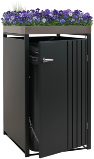 1er-Mülltonnenverkleidung HWC-O67, Mülltonnenbox mit Pflanzkasten, Metall 125x68x84cm 35kg ~ anthrazit