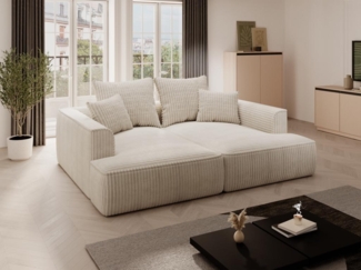 Vente-unique - Sofa 3-Sitzer - tiefe Komfortsitzfläche - grob gerippter Cord - Beige - PINETA