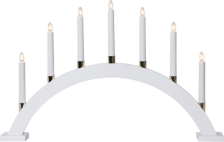 STAR TRADING Fensterleuchter Lichterbogen 7 warmweiße Glühlampen 63cm 40cm Holz Schalter weiß, Glühlampe