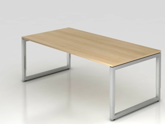 Schreibtisch RS2E O-Fuß eckig 200x100cm Nussbaum Gestellfarbe: Silber