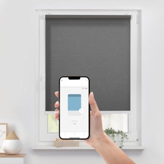 Lichtblick Sonnenschutzsysteme GmbH Bluetooth-Rollo Mailand 85 cm x 190 cm (BxL) cool ash Tageslicht; Klemm- und schraubbar; Motor per App oder manuell steuerbar