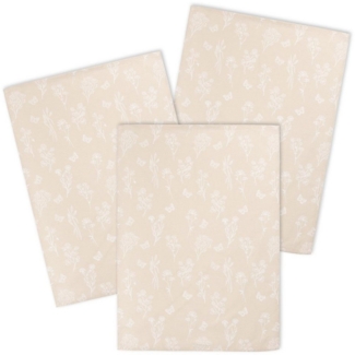 Kracht Geschirrtuch Wildblumen, (Set, 3-tlg, 3-teilig), 3er Pack Geschirrtücher (3 Stück), ca. 50x70 cm, Halbleinen bedruckt