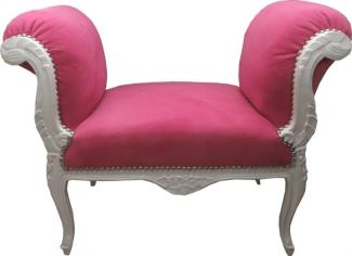 Casa Padrino Barock Schemel Hocker Rosa / Weiß - Sitzbank