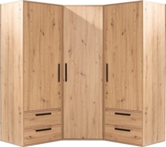 Marmex Möbel Arti SET D Möbelset, Eckgarderobe mit Schubladen, Einlegeböden, Kleiderstangen, Eckgarderobe zum Zimmer, laminierte Spanplatte, artisan Eiche, 155,1/155,1x183,2x53,6 cm