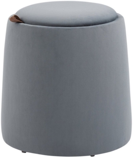 HOMCOM 2-in-1 Ottomane Sitzhocker Runde Polsterhocker Fußbank inklusive Stauraum, abnehmbaren Deckel in Samtoptik Beistelltisch für Wohnzimmer Schlafzimmer Grau Ø44x47,5 cm