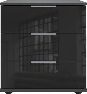 Nachtkommode Easy Plus Nachtschrank 52x38x56cn graphit Schwarzglas