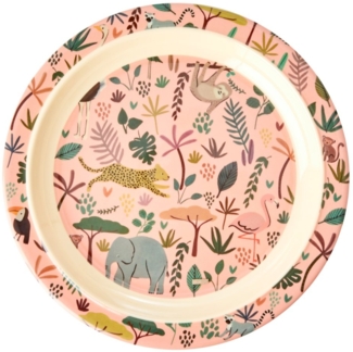 rice Frühstücksteller Rice Kinderteller - Koralle - All Over Jungle Print