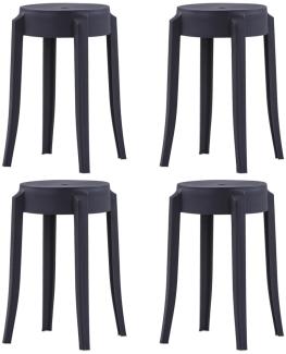 Stapelbare Hocker 4 Stk. Schwarz Kunststoff [247278]