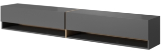 Selsey 'Mirrgo' TV-Hängeboard, grafitgrau / Eichenholz-Optik, ca. 30 x 200 x 32 cm