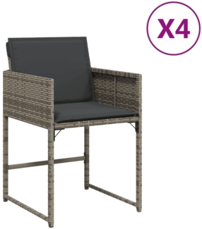 vidaXL Gartenstühle mit Kissen 4 Stk. Grau Poly Rattan 4007477