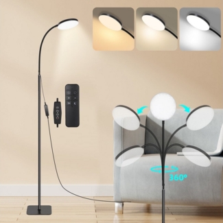 MUPOO LED Stehlampe Standleuchten mit Fernbedienung, LED Leselampe Stehend Dimmbar, Dimmbar Einstellbare Flexible Stehleuchte,mit 3 Farbtemperaturen