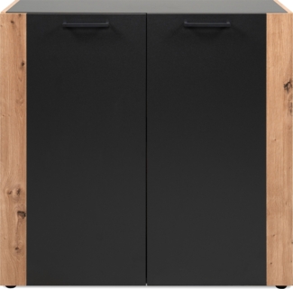 Finori 'Cento 01A' Kommode, anthrazit / Dekor Artisan Oak, Maße: ca. 89 x 85 x 34,5 cm