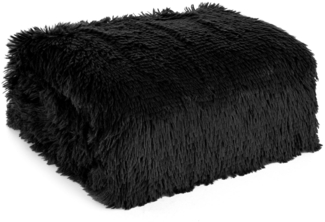 Flauschige Decke Wohndecke Kunstfell Überwurf Sofadecke Kniedecke Tifany 1 200x220 cm schwarz