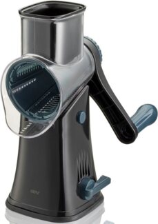 GEFU Trommelreibe Click, Edelstahl, Kunststoff, Stahl, (Trommelreibe, 5 unterschiedliche Klingeneinsätze, Aufbewahrungsbox), innovative Wechseltrommel