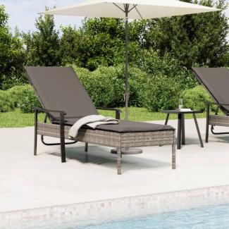 vidaXL Sonnenliege mit Auflage Grau Poly Rattan 362807