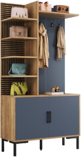 Kleiderschrank-Set, Mit Schuhfach Regalen verstellbaren Trennwänden und Haken, Holz, Weiß