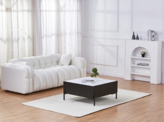 Vente-unique - Couchtisch - Keramik, MDF & Metall - Schwarz & Weiß - CYNDORA