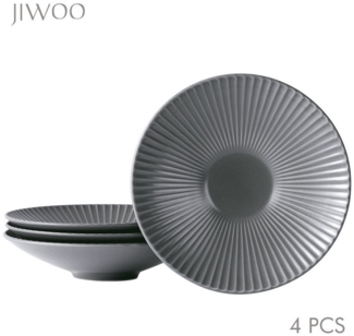 JIWOO Teller 4er,Ø25cm,Japanische Ramenteller,Salatteller,Pastateller, (4 St), Keramik,Mattglas,Stapelbares Design,Spülmaschinengeeignet,Ø25cm