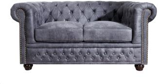 Chesterfield 2er Sofa Antikgrau aus dem Hause Casa Padrino