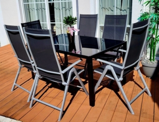 BruKa Gartentisch Sitzgruppe POETTO 6 Personen Aluminium Gartenmöbel Tisch, Stühle Terrasse Stuhl