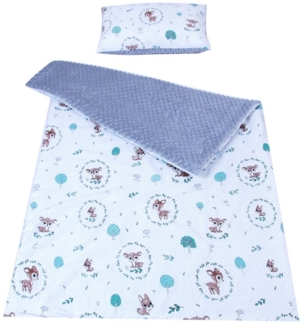 Kinderdecke BABYLUX Kuscheldecke 100 x 150 cm Babydecke Kinderdecke MINKY XXL, BabyLux, 120. Wald Reh mit Kissen