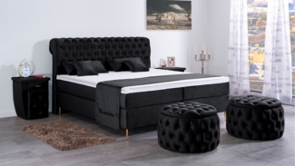 Meisterbetten Boxspringbett Lisa 240x220 in VS-Schwarz, Matratzenbezug Nano, Ergoflex-Topper