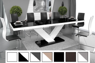 designimpex Esstisch Design Tisch HE-999 Schwarz / Weiß Hochglanz ausziehbar 160 bis 256 cm