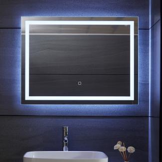 Aquamarin® LED Badspiegel - 80 x 60 cm, Beschlagfrei, Dimmbar, EEK A++, Energiesparend, mit Speicherfunktion