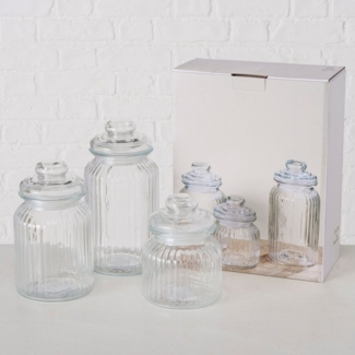 BOLTZE GRUPPE GmbH Vorratsglas Vorratsglas, Vorratsdose, Bonboniere 3er-Set Glas, Glas