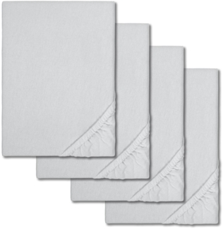 Spannbettlaken Winterflausch silber grau 180 x 190 - 200 x 200 cm im 4er-Pack