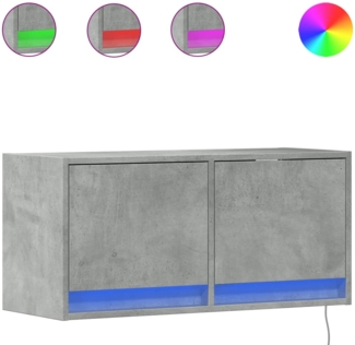 vidaXL TV-Wandschrank mit LED-Beleuchtung Betongrau 80x31x38 cm 852358