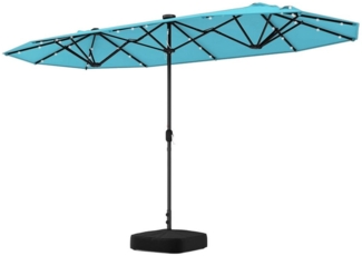 COSTWAY Sonnenschirm, 400 x 200 cm, LED-Solar-Beleuchtung, mit Ständer