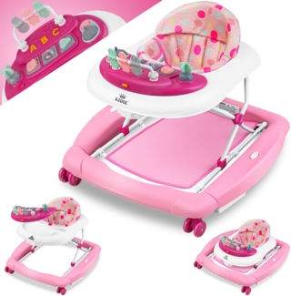 KIDIZ® 4in1 Lauflernhilfe Babywalker Spiel- und Lauflernwagen Gehfrei - Schaukelfunktion Babywippe mit Rollen, Licht, Musik ,Spielecenter Esstisch Laufstuhl Laufhilfe babys ab 6 Monaten Klappbar Rosa