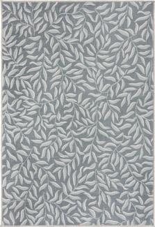 Maschinenwaschbarer Teppich CLYDE - Florales Muster, 100% recycelt, leicht, grau-grün, von Kadima Design. Größe: 160x230 cm