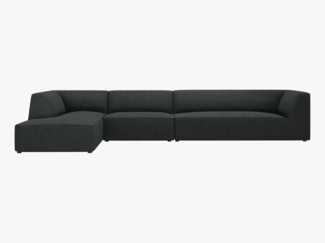 Micadoni Ecksofa Ruby 5-Sitzer Links Kord Scala Schwarz