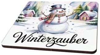 speecheese Glasuntersetzer Weihnachten Schneemann 6er Set Untersetzer aus Holz - Winterzauber