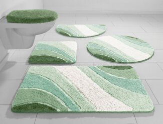 my home Badematte Josie, Badvorleger, Badezimmer Teppich, Höhe 20 mm, rutschhemmend beschichtet, fußbodenheizungsgeeignet, schnell trocknend, strapazierfähig, Polyester, rechteckig, 3-tlg. Stand-WC Set, Badteppich, Badematten, rechteckig, rund & als 3-...