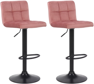 CLP 2er Set Barhocker Feni Samt höhenverstellbar und drehbar,pink