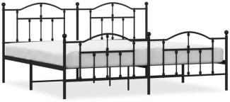 vidaXL Bettgestell mit Kopf- und Fußteil, Metall schwarz, 193x203 cm