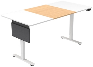 HOME DELUXE Höhenverstellbarer Schreibtisch ELMO inkl. PC-Halterung Weiß/Holz - 120 x 60 cm