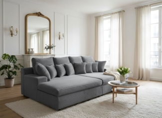 Bigsofa Couchgarnitur AROSA Megasofa in Stoff Tilia Grau