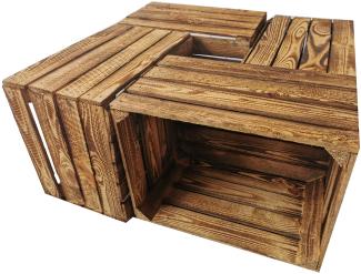 Holzkisten 4er Set 50 x 40 x 30cm Vintage Geflammt