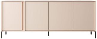 MOEBLO Kommode Calor E 203 4D (in Option mit/ohne LED, Sideboard Wohnzimmer Kommode Schlafzimmer Komodenschrank Highboard), B 202,9 cm / H 81,4 cm / T 39,5 cm