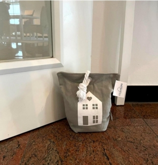 LB H&F Lilienburg Bodentürstopper Türfeststeller Türstopper Türdämpfer Türfeststeller, Fensterstopper Grau modern schwer Stoff Sack Vintage HAUS