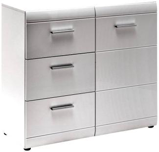 Kommode, Sideboard DANARO-01, 96x86x40cm, Hochglanz weiß