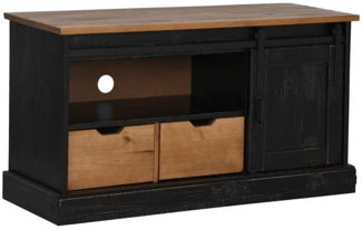 vidaXL TV-Schrank HALDEN mit Schiebetür Schwarz 110x40x60cm Massivholz 4018412